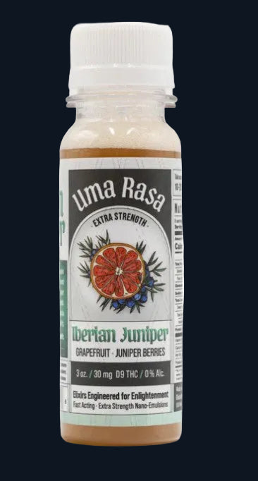 A bottle of Uma Rasa's Iberian Juniper elixir